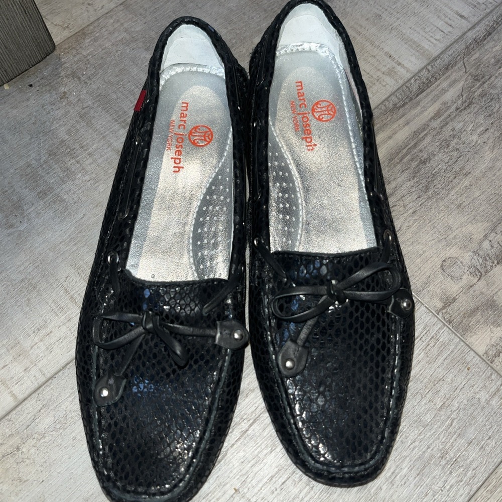 Marc Joseph Cypress Hill Snake Embossed Leather Driving Shoes Loafers Size 6.5 - Picture 2 of 5